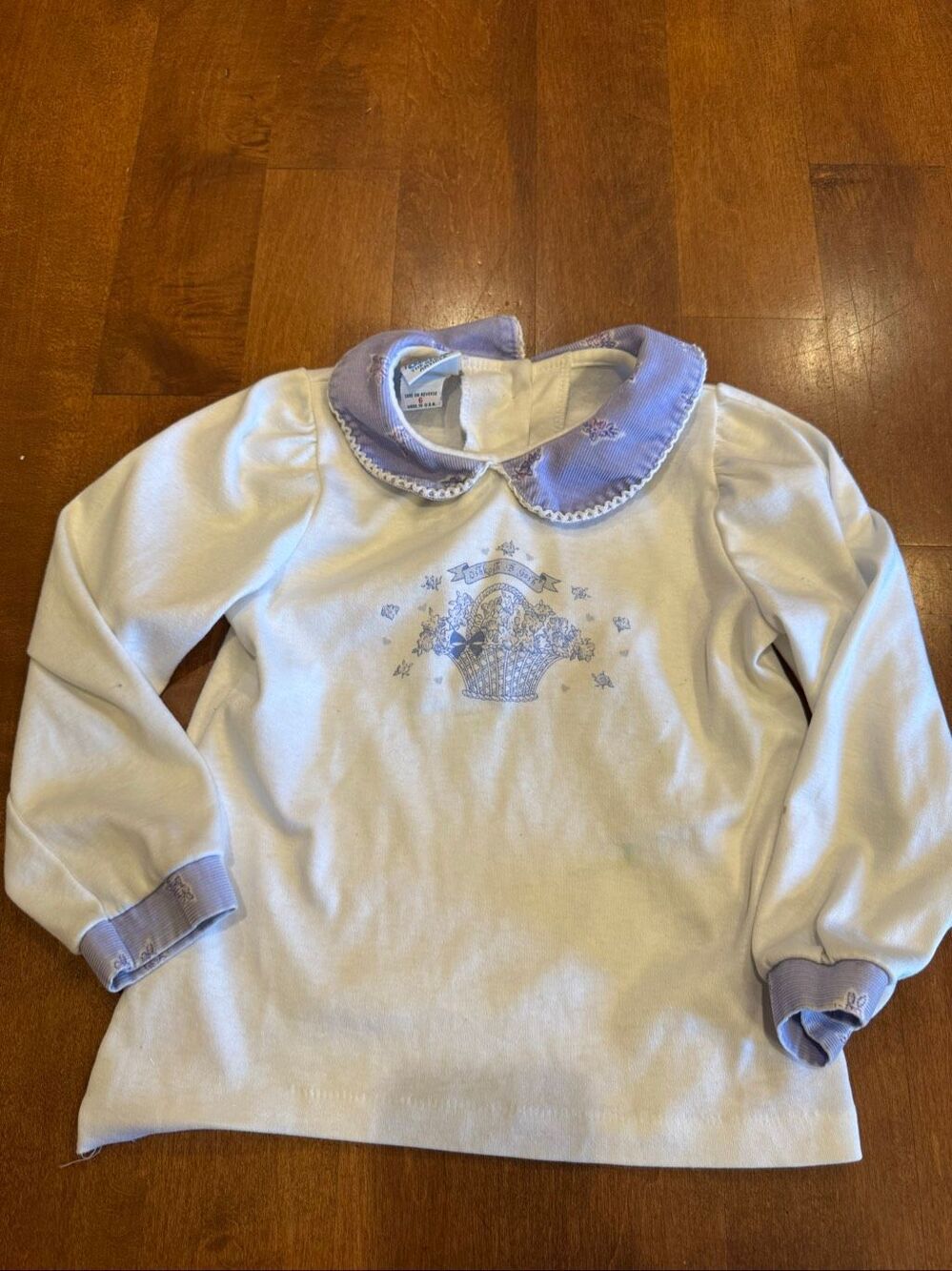 Vintage OshKosh B’gosh Girls Size 6 Floral Peter Pan Collar Top USA Made